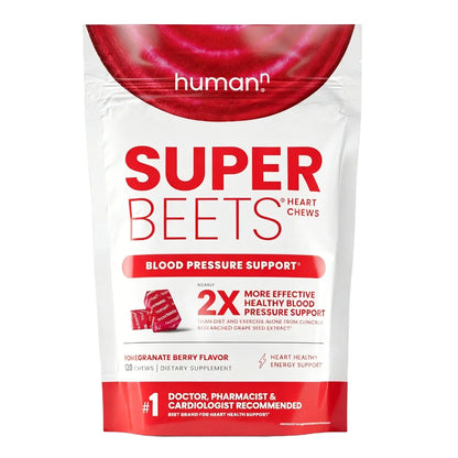 Humann SuperBeets Heart Chews: Beet Root Powder Support Energy Supplement,60pcs