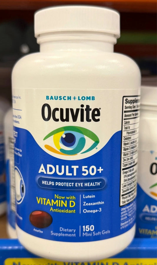 Bausch + Lomb Ocuvite Adult 50+ Eye Vitamin & Mineral Supplement – 150 Softgels, Vision Support for Aging Eyes